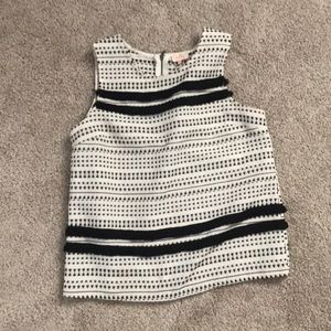 Pixley black and white patterned tank with fringe